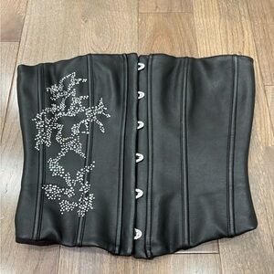White fox leather beaded corset top!